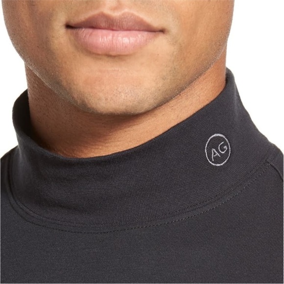 AG Adriano Goldschmid black short sleeve mock turtleneck Pima cotton large - Picture 2 of 10